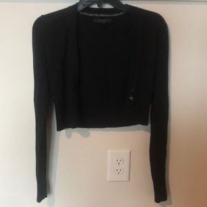Express Small black cropped cardigan with long sleeves.